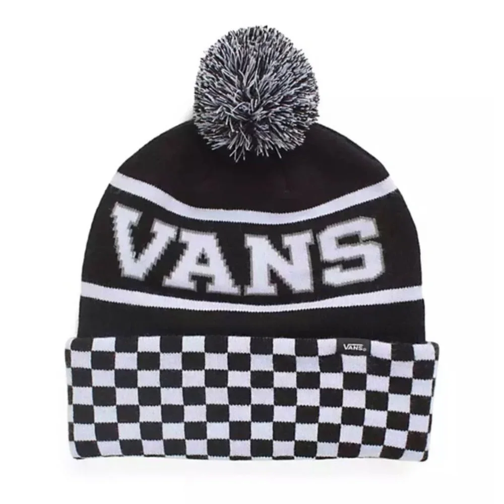 VANS Spirit Pom White Black Beanie Unisex Knit Hat One Size VN0A5LG3Y28 - Picture 2 of 6
